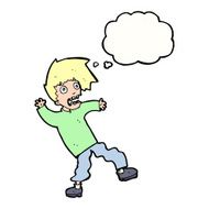 cartoon terrified man with thought bubble N191