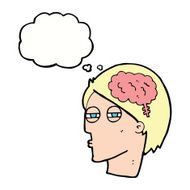 cartoon man thinking carefully with thought bubble N9