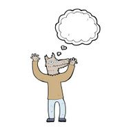 cartoon wolf man with thought bubble N36