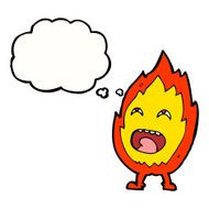 cartoon flame character with thought bubble N9