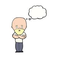 cartoon shocked bald man with beard thought bubble N9