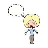 cartoon woman with closed eyes thought bubble N9