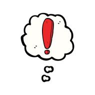 cartoon exclamation mark with thought bubble