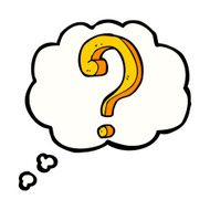 cartoon question mark with thought bubble
