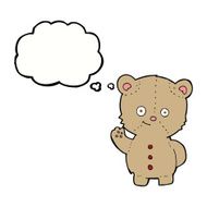 cartoon teddy bear waving with thought bubble N6