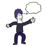 cartoon vampire with thought bubble N109