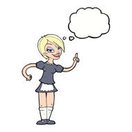 cartoon waitress taking order with thought bubble N16