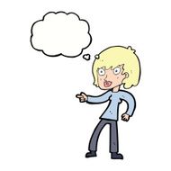 cartoon woman pointing with thought bubble N183