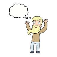 cartoon excited man with beard thought bubble N9