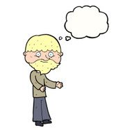 cartoon happy bearded man with thought bubble N9