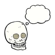 cartoon skull with thought bubble N27