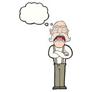 cartoon shocked old man with thought bubble N27