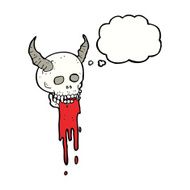 cartoon spooky halloween skull with thought bubble N9