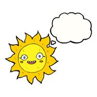cartoon happy sun with thought bubble N10