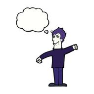 cartoon vampire man with thought bubble N100