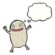cartoon happy potato with thought bubble N9