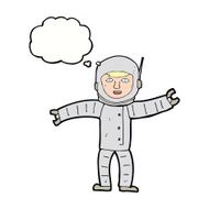 cartoon space man with thought bubble N17