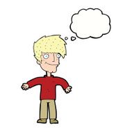 cartoon happy man with thought bubble N395