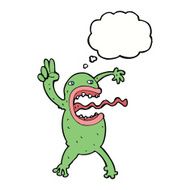 cartoon crazy frog with thought bubble N9