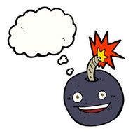 cartoon burning bomb with thought bubble N2