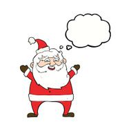 jolly santa cartoon with thought bubble N25
