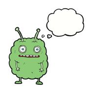 cartoon funny alien monster with thought bubble N8