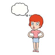 cartoon woman with hands on hips thought bubble N189