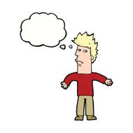 cartoon confused man with thought bubble N34