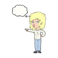 cartoon woman pointing with thought bubble N187