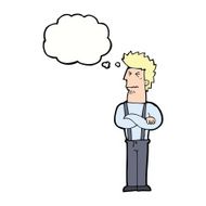 cartoon annoyed man with thought bubble N69