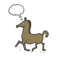 cartoon horse with thought bubble N29