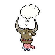 cartoon cow face with thought bubble N9