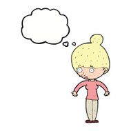 cartoon woman staring with thought bubble N27