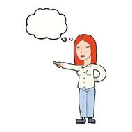 cartoon woman pointing with thought bubble N188