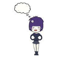 cartoon happy vampire girl with thought bubble N33