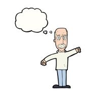 cartoon angry old man with thought bubble N119