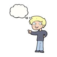 cartoon man pointing with thought bubble N164