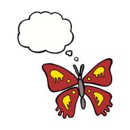 cartoon butterfly with thought bubble