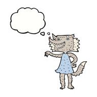 cartoon wolf girl with thought bubble N5