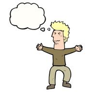 cartoon stressed out man with thought bubble N15