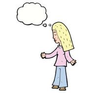 cartoon woman with open arms thought bubble N87