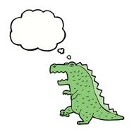 cartoon dinosaur with thought bubble N35