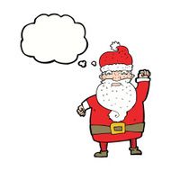 cartoon angry santa claus with thought bubble N16