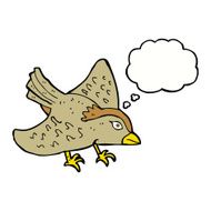 cartoon garden bird with thought bubble N31