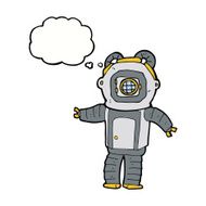 cartoon deep sea diver with thought bubble N27