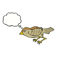 cartoon garden bird with thought bubble N32