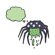 cartoon gross halloween spider with thought bubble N15