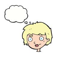 cartoon confused woman with thought bubble N71
