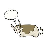 cartoon bull with thought bubble N22