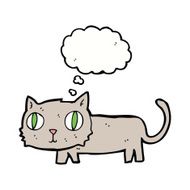 cartoon cat with thought bubble N32